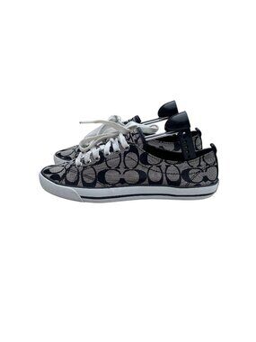 Coach Womens Signature Canvas Sneakers Size 8.5 B Black/Gray Casual Shoes